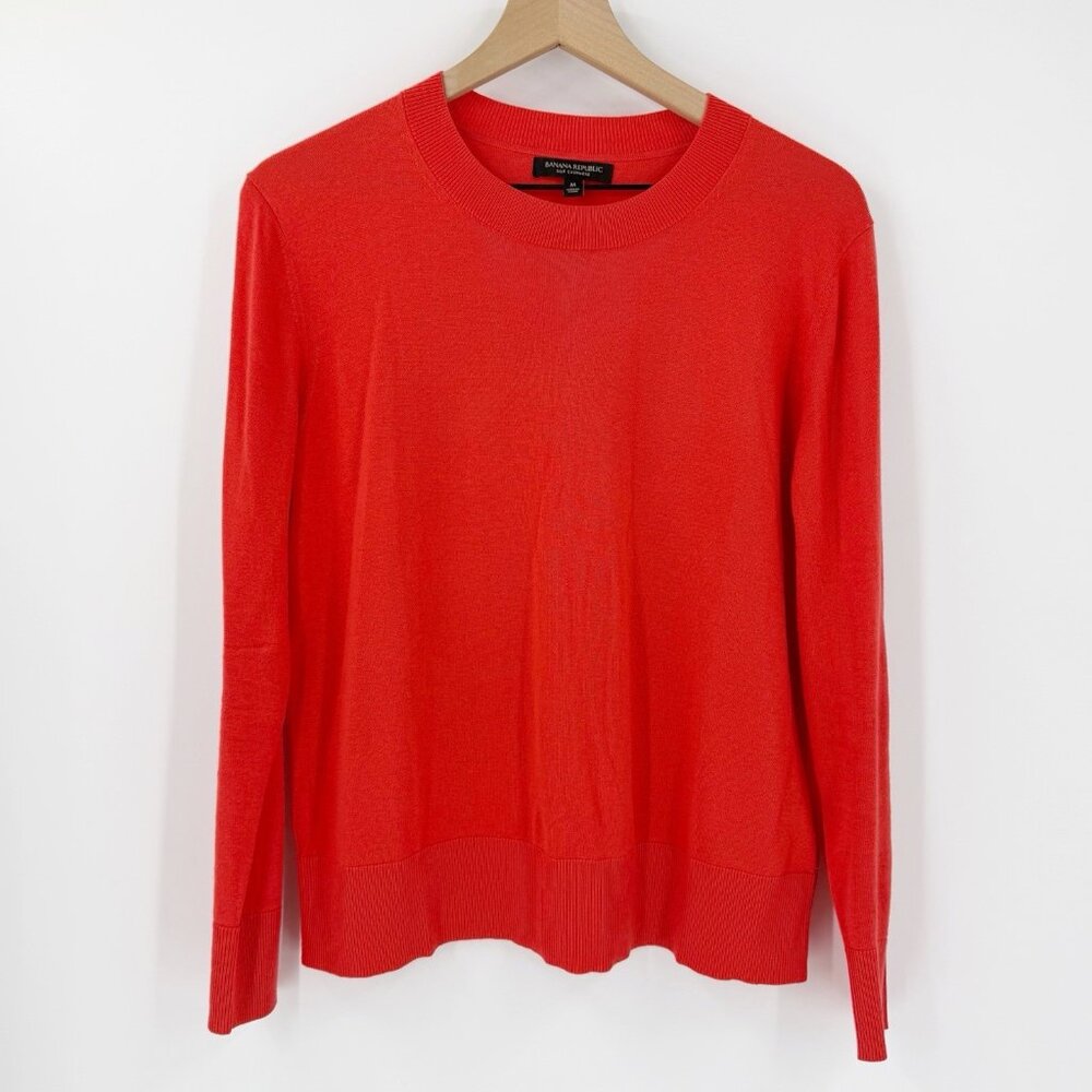 Banana Republic Silk Cashmere Sweater Coral M Lightweight Layer Career Office